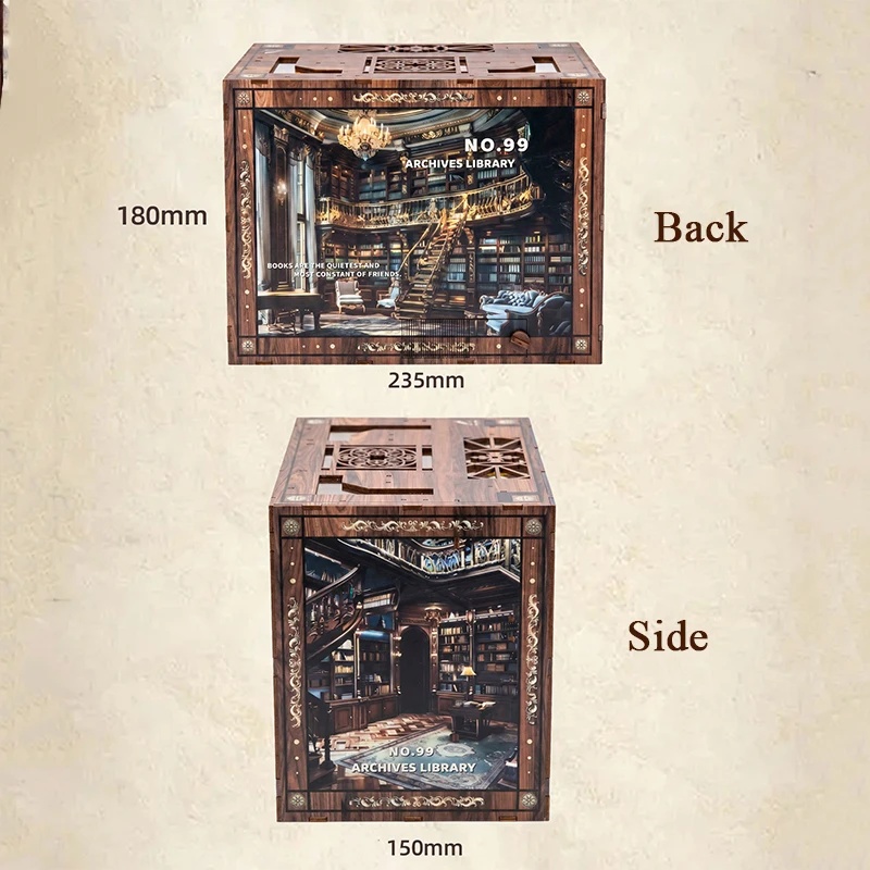 Diy Wooden Book Nook Kit Shelf Insert - 3D Model Kit With Light Bookend