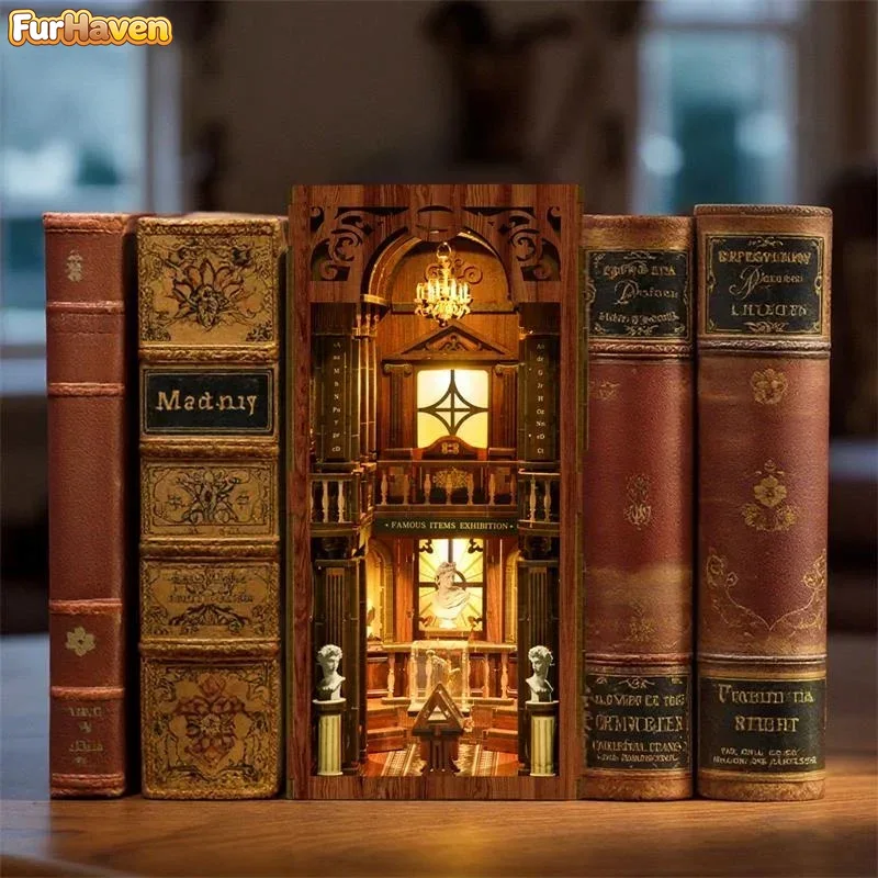 Diy Wooden Book Nook Kit Shelf Insert - The Philosophical Library DIY Wooden Book