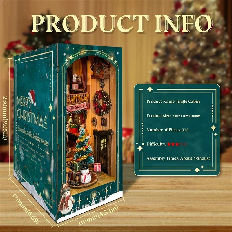 Merry Christmas DIY Wooden Boo - Diy Wooden Book Nook Kit Shelf Insert recension och pris