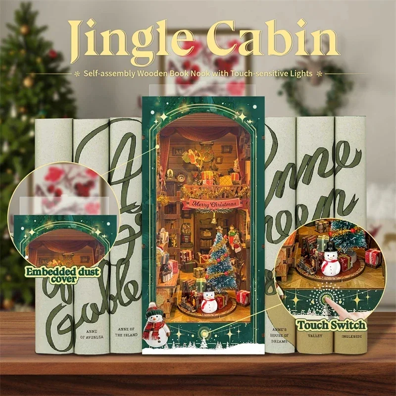 Merry Christmas DIY Wooden Boo - Diy Wooden Book Nook Kit Shelf Insert recension och pris