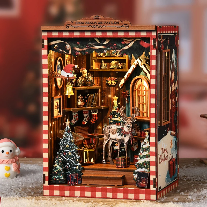 Miniature Model Kits Snow Real - Diy Wooden Book Nook Kit Shelf Insert recension och pris