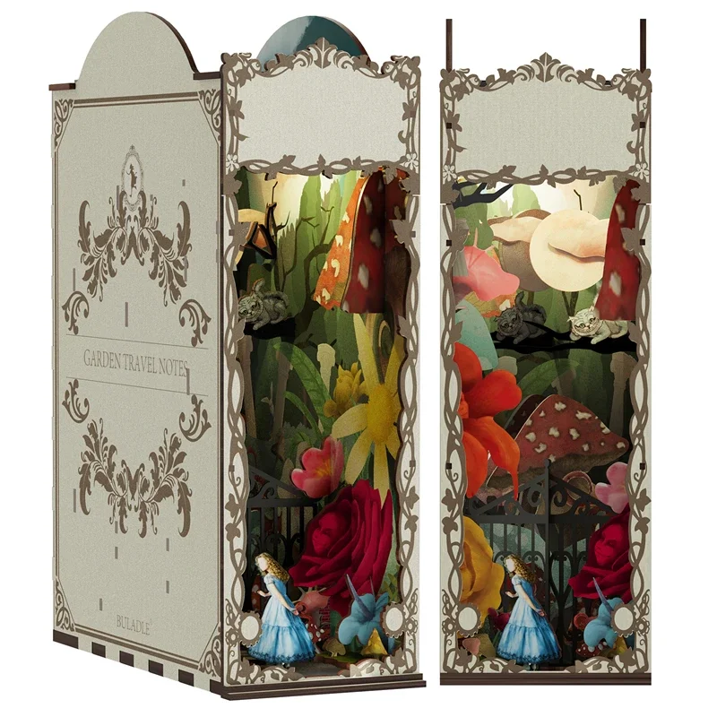 Garden Travelogue Bookends Boo - Diy Wooden Book Nook Kit Shelf Insert recension och pris